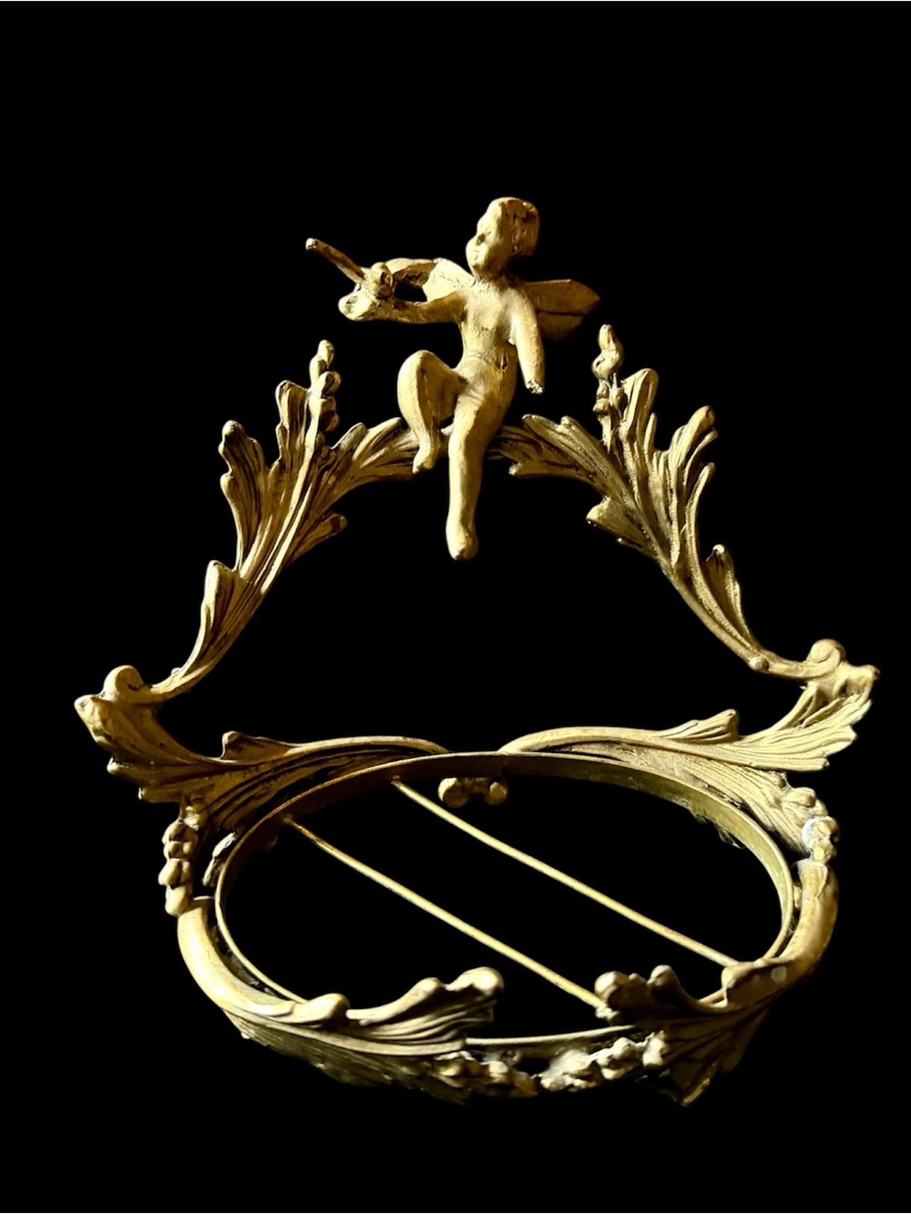 Antique Brass Cherub Soap Dish